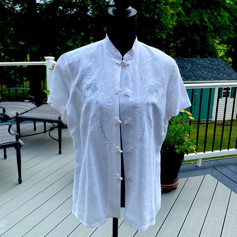 LUCKY BRAND White Linen Blouse